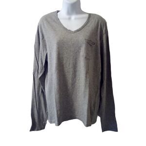 Being Human gray long sleeve V neck spread a smile Tee shirt size M